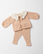 Petal Collar Cashmere Cardigan and leggings Set