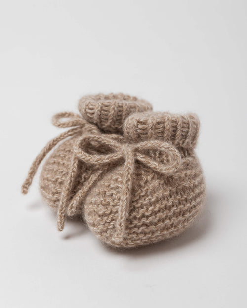 garter stitch cashmere booties for newborns