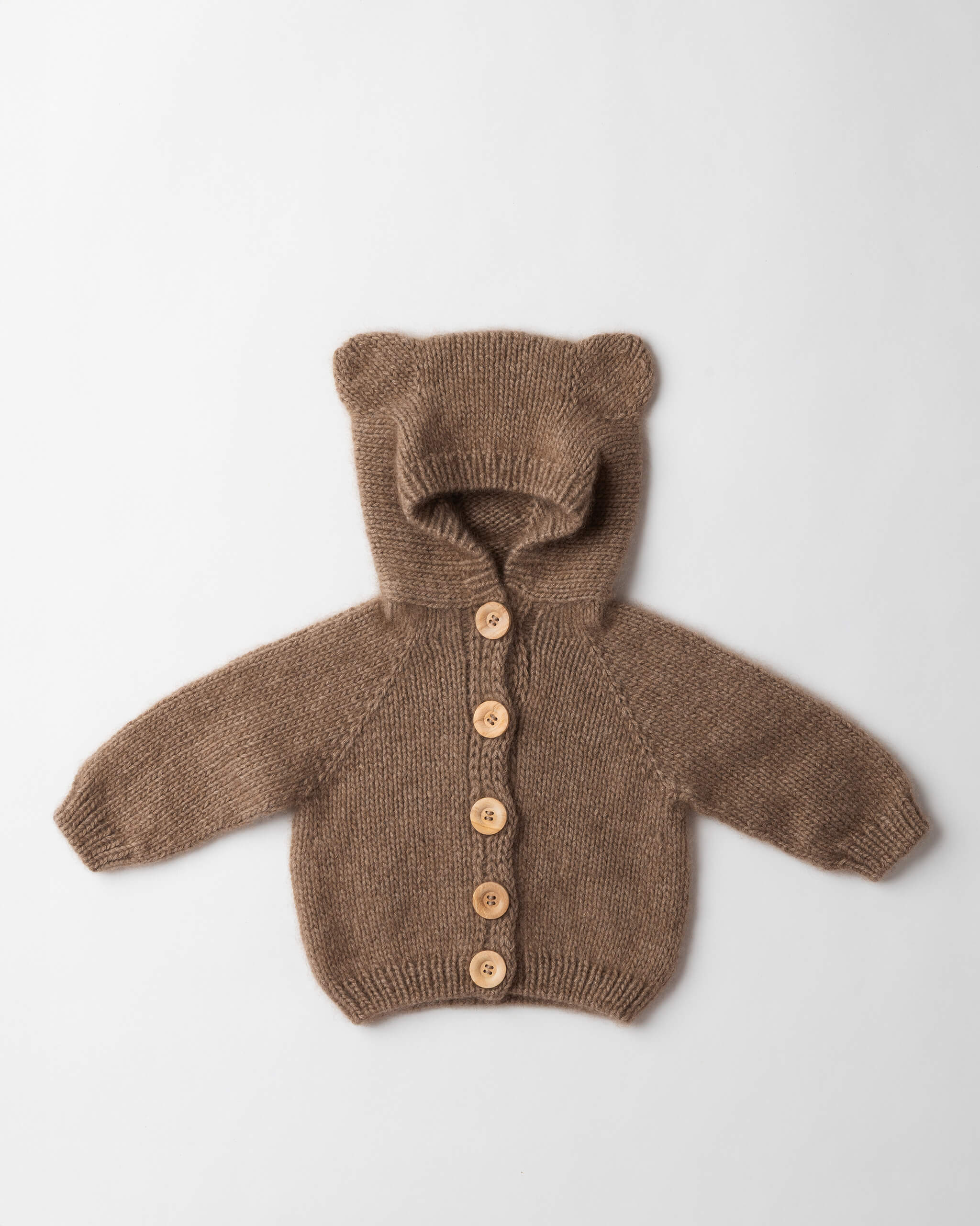 Chunky Cashmere Bear Hooded Cardigan