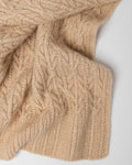 Beige Entwine Cable cashmere newborn pram blanket