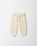 white cashmere baby trousers in garter stitch