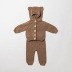 Chunky Cashmere Bear Hooded Cardigan and Trousers Set