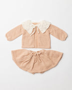 Petal Collar Cashmere Cardigan and Bloomer Set