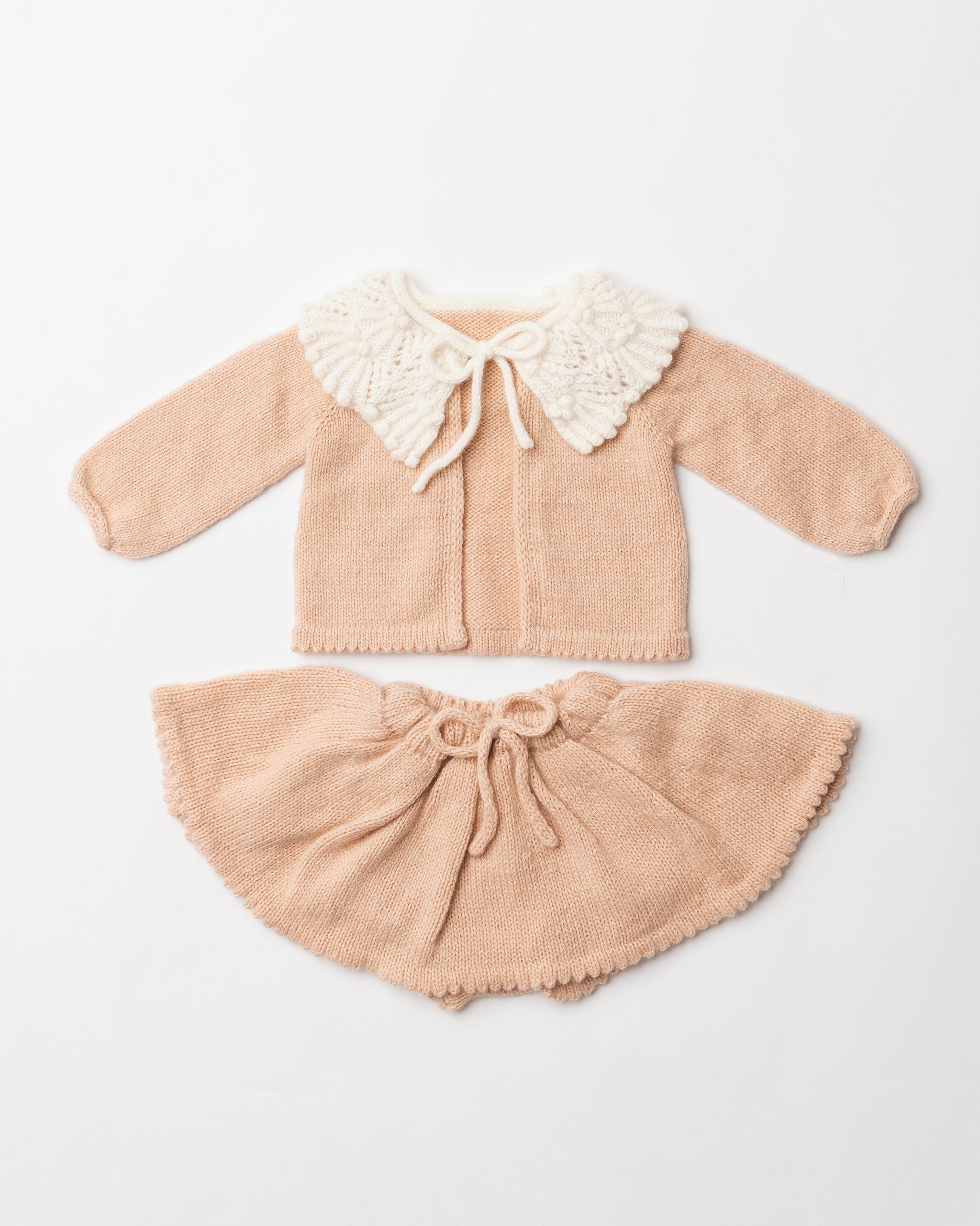 Petal Collar Cashmere Cardigan and Bloomer Set