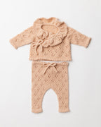 Pointelle Cashmere Wrap Cardigan and Leggings Set