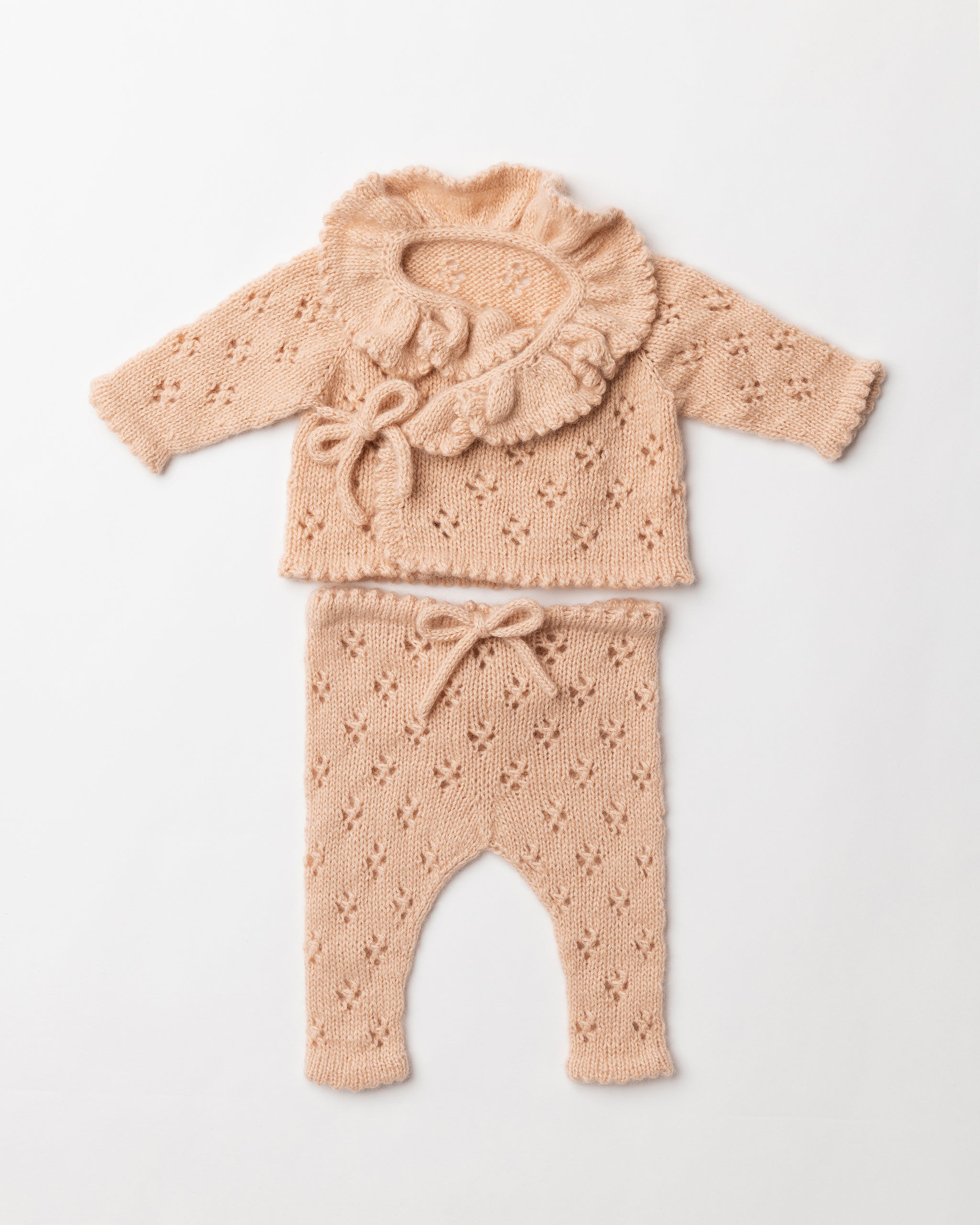 Pointelle Cashmere Wrap Cardigan and Leggings Set