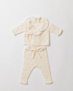 Pointelle Cashmere Wrap Cardigan and Leggings Set