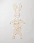 Pointelle Cashmere Wrap Cardigan, Leggings and Bunny Bonnet Set