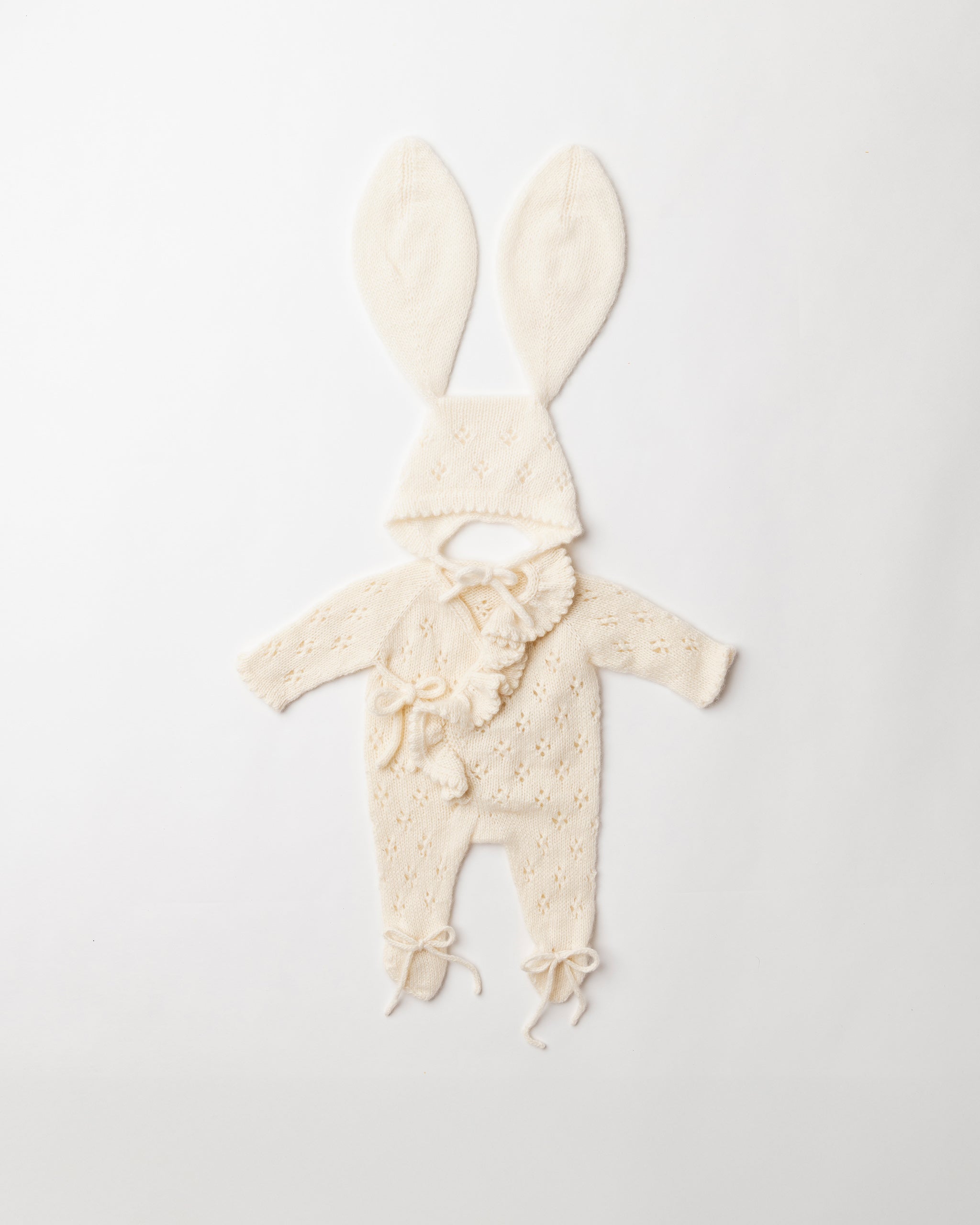 Pointelle Cashmere Bunny Bonnet and Pointelle Cashmere All-In-One