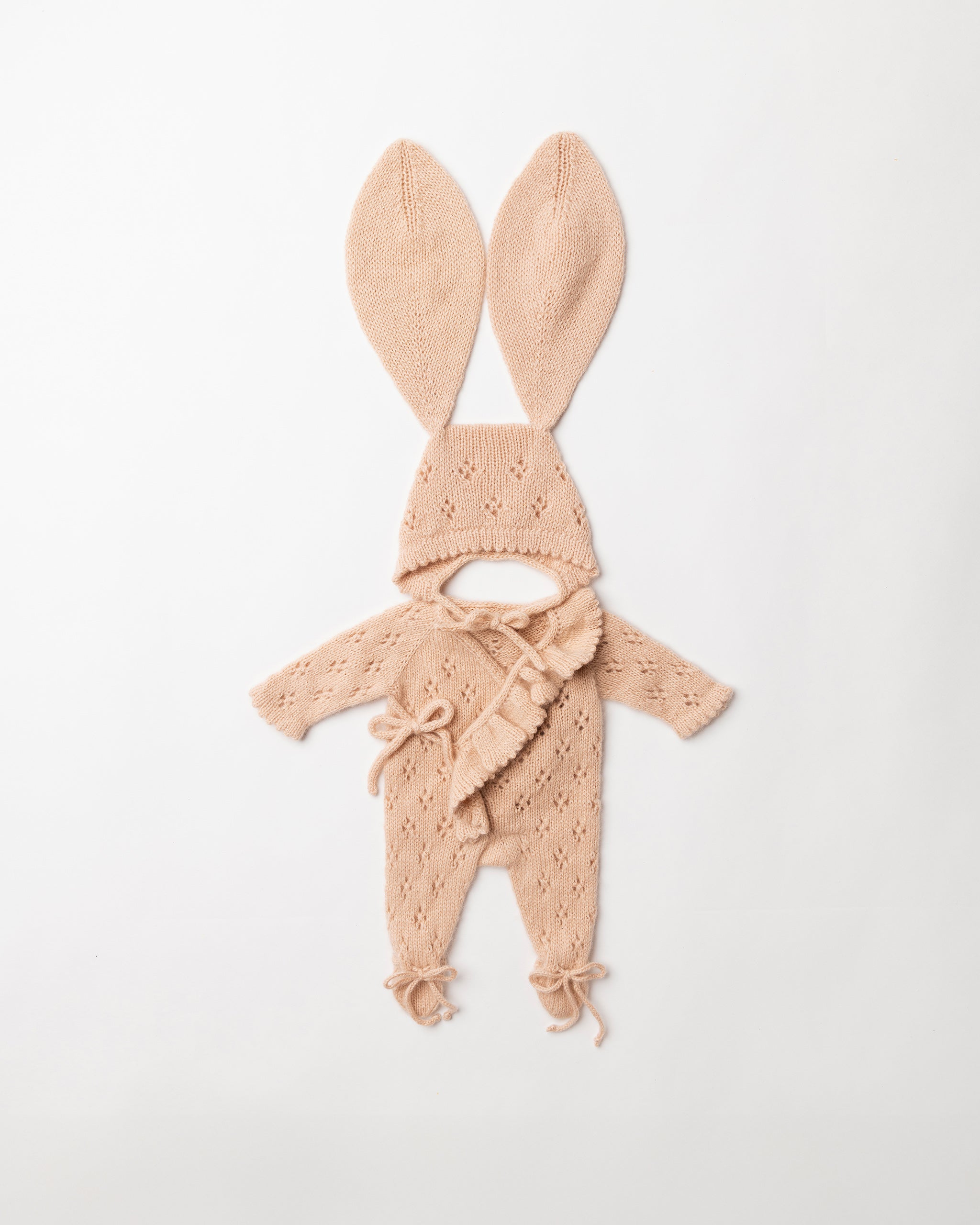 Pointelle Cashmere Bunny Bonnet and Pointelle Cashmere All-In-One