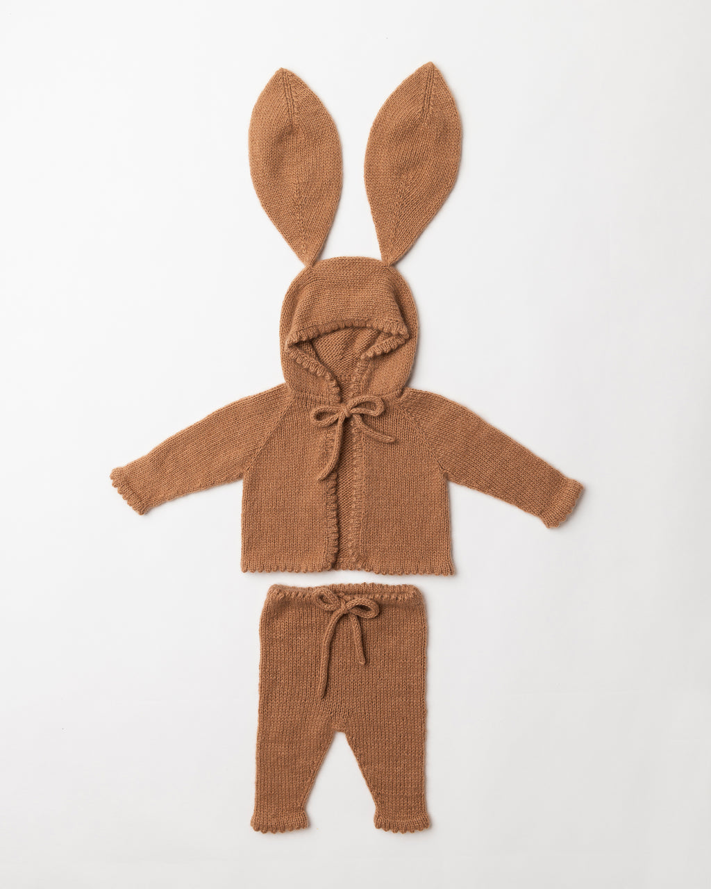 Bunny Hooded Cashmere Cardigan and picot leggings set