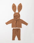 Bunny Hooded Cashmere Cardigan and picot leggings set