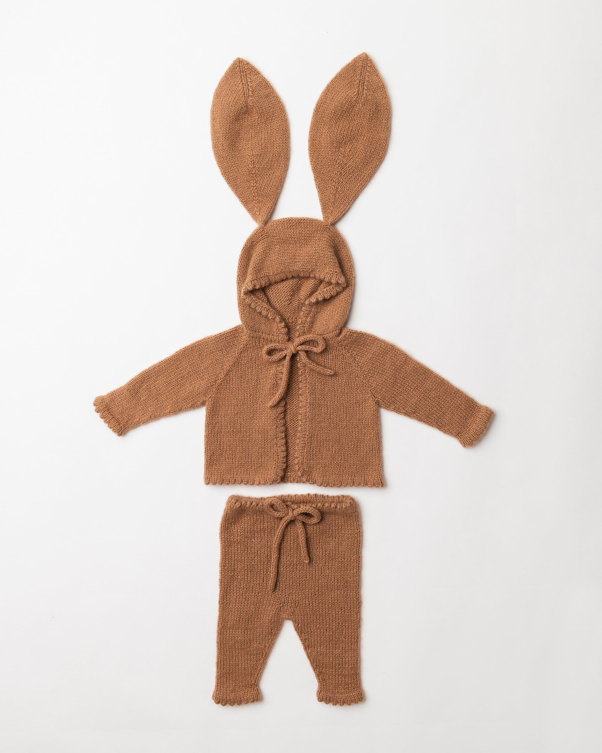 Bunny Hooded Cashmere Cardigan and picot leggings set