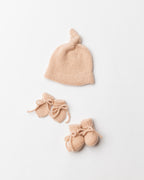 Petite Knot Cashmere hat, mittens and Booties Set