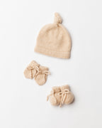 Petite Knot Cashmere hat, mittens and Booties Set