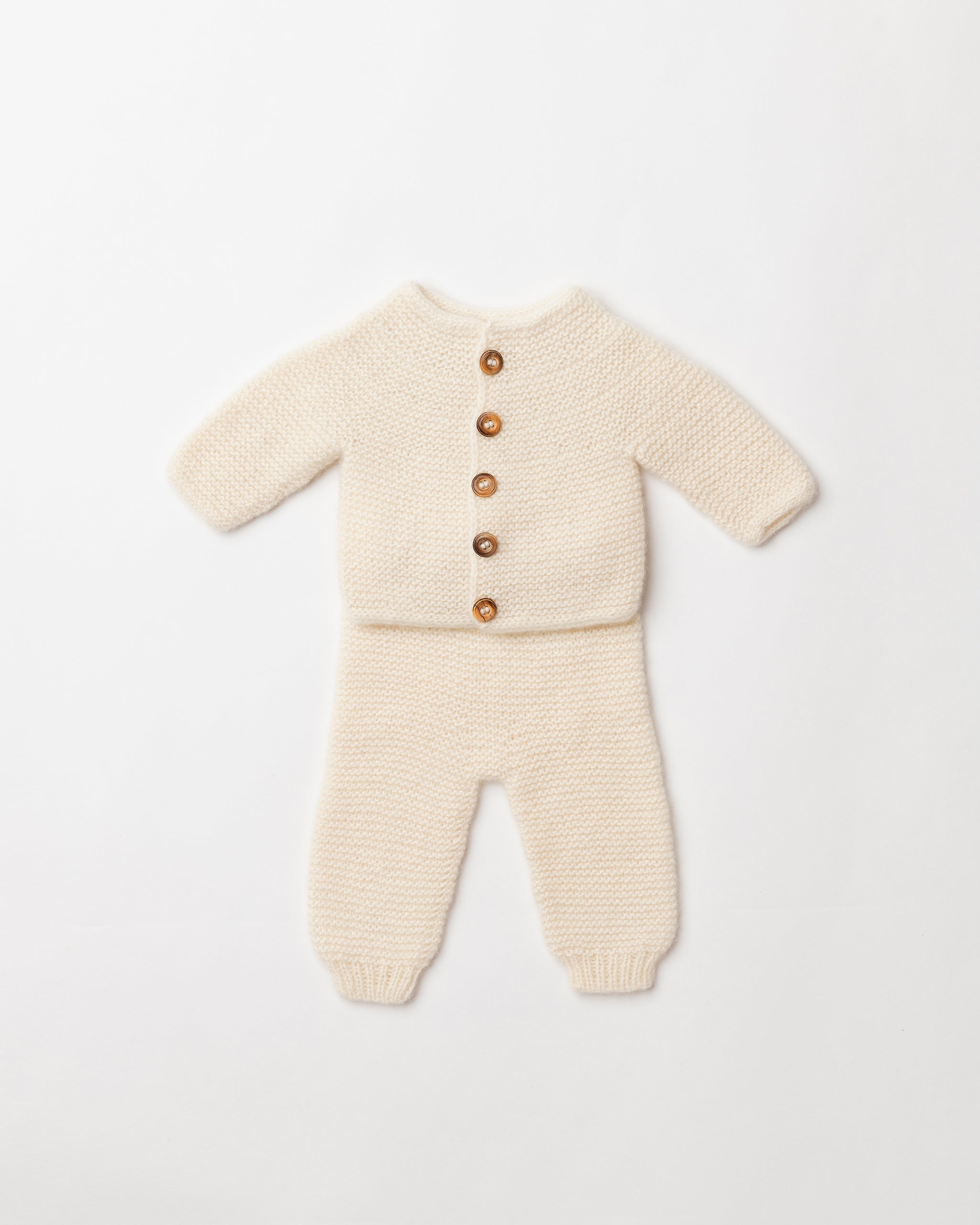 Cashmere Garter Cardigan and Trousers Set