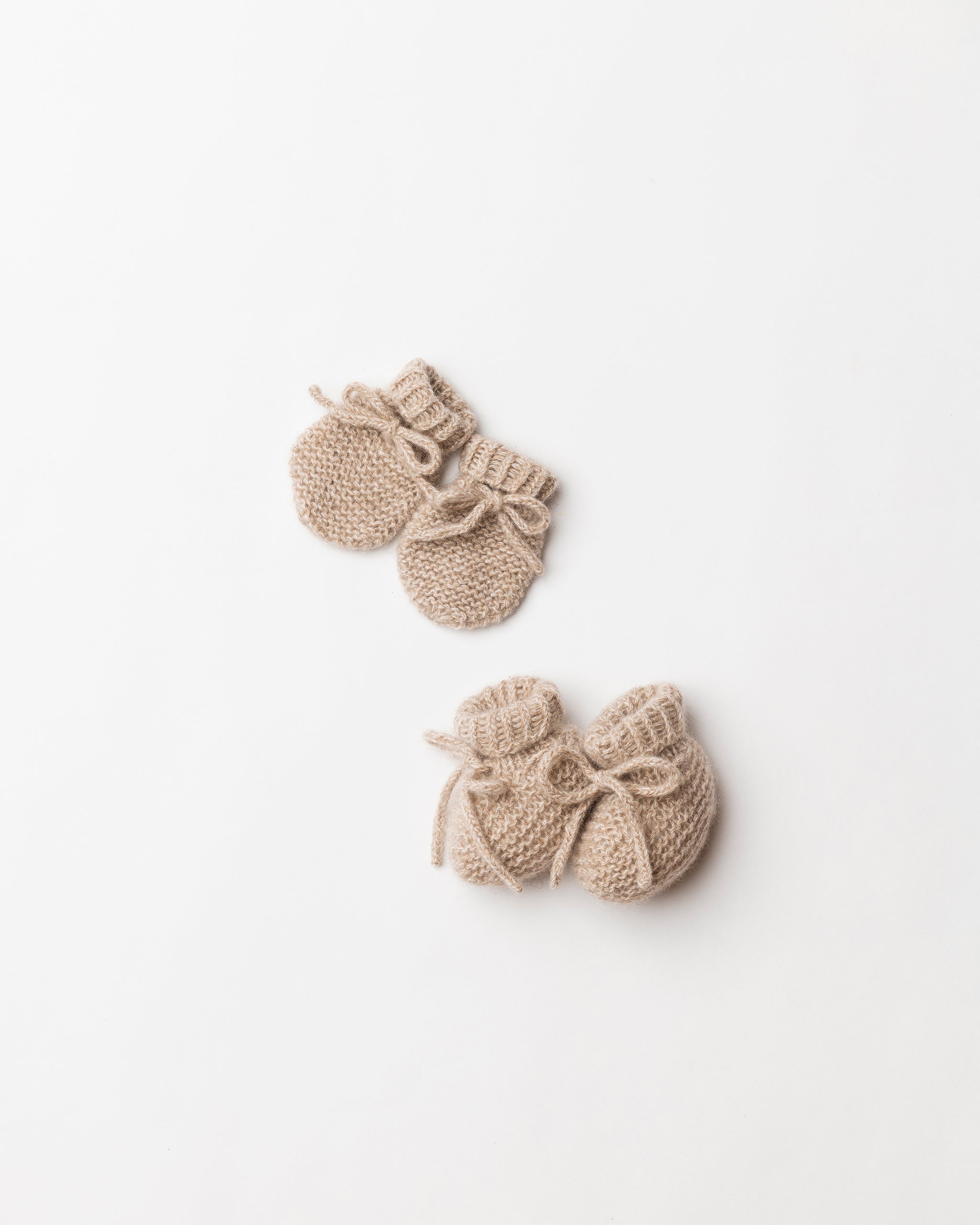Cashmere Garter Mittens and booties set