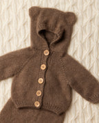Chunky Cashmere Bear Hooded Cardigan and Trousers Set