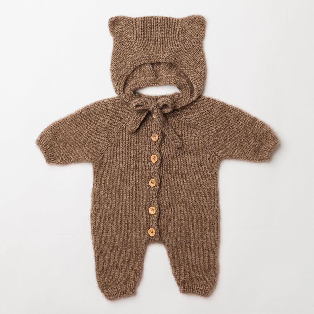 Winter Cocoon Cashmere All-In-One with Bear Bonnet Set