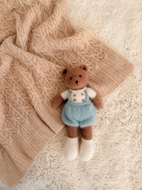 luxury cashmere baby gift teddy bear in classic outit