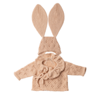 Pointelle Cashmere Bunny Bonnet and Wrap Cardigan Set