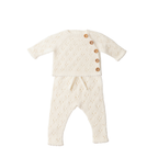 Pointelle Cashmere Button Top and Leggings Set