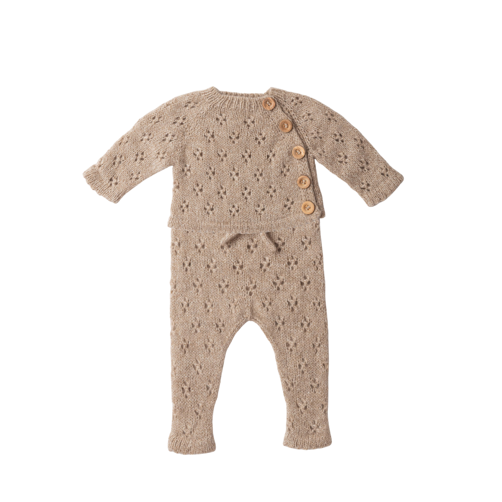 Pointelle Cashmere Button Top and Leggings Set