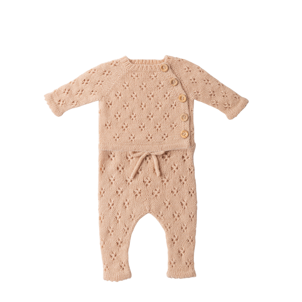 Pointelle Cashmere Button Top and Leggings Set